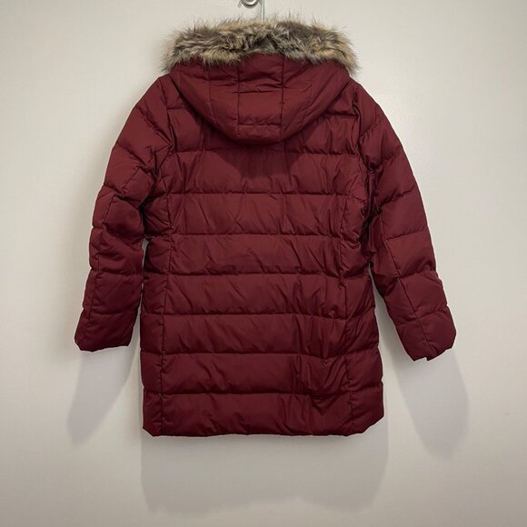 NWOT Lands End Winter Long Down Faux Fur Hood Coat Jacket Deep Claret Large NWOT - Picture 3 of 9